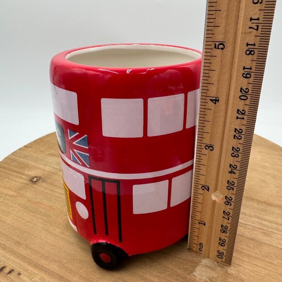 British double decker bus style mug red Union Jack flag red world market cup - Picture 6 of 7